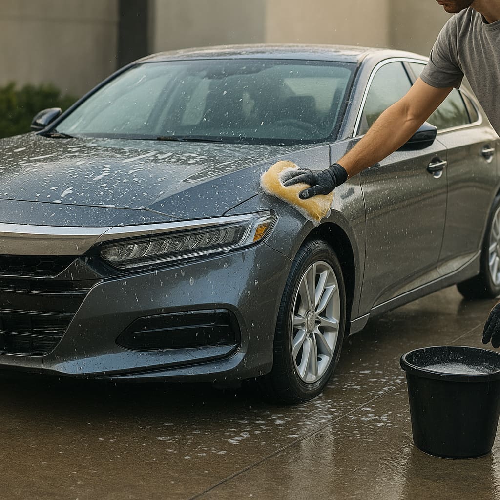 Professionelle Handwäsche eines Autos